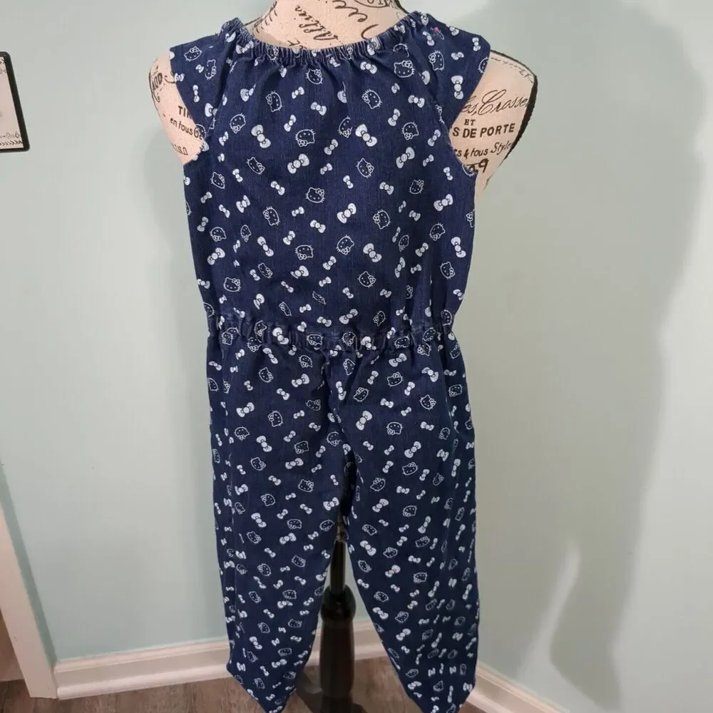 Hello kitty little Girls Printed Denim Jumpsuit 4
